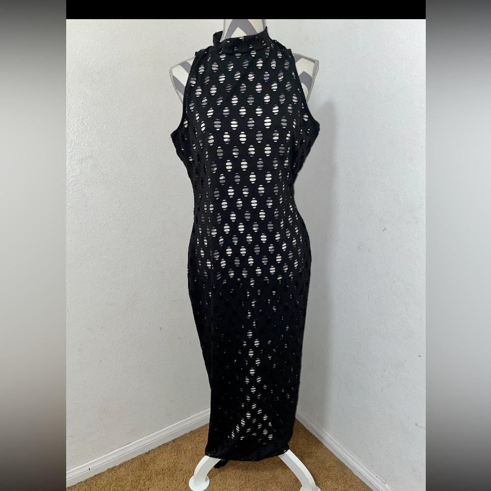 Fashion Nova Black Maxi - Black, Sleeveless, Maxi with Cutouts. Size 2X